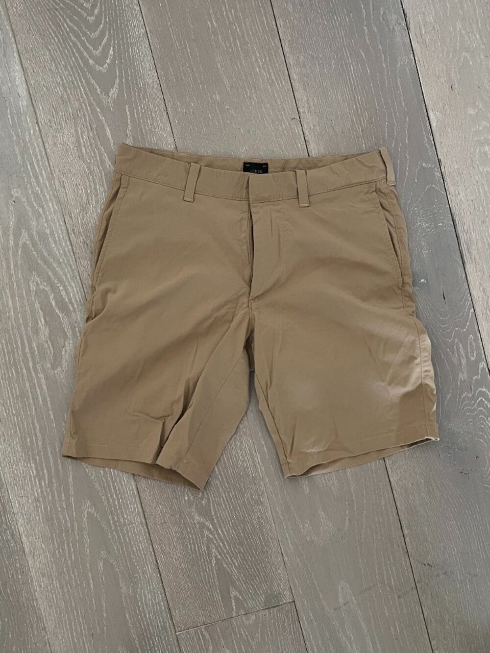 J.Crew Khaki Tech Shorts with Front aZip Back Pockets - Waist 29 / 9-Inch Inseam
